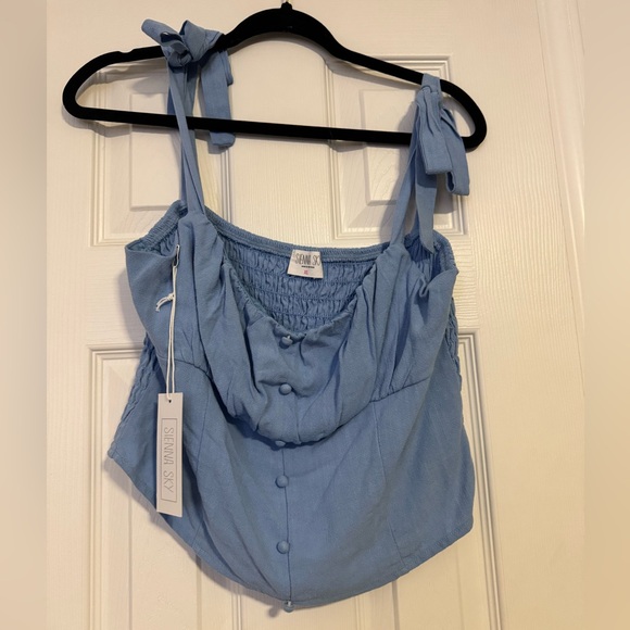 Sienna Sky Tops - Sienna Sky Blue Button-Front Blouse